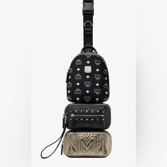 MCM Gold Visetos Chevron pouch/fanny pack/crossbody NWOT - Picture 10 of 10